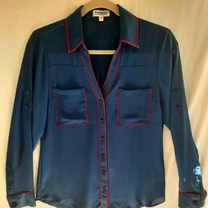 Express Portofino Shirt, Size S, Navy Blue and Burgundy